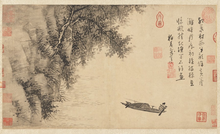 芦滩钓艇图
