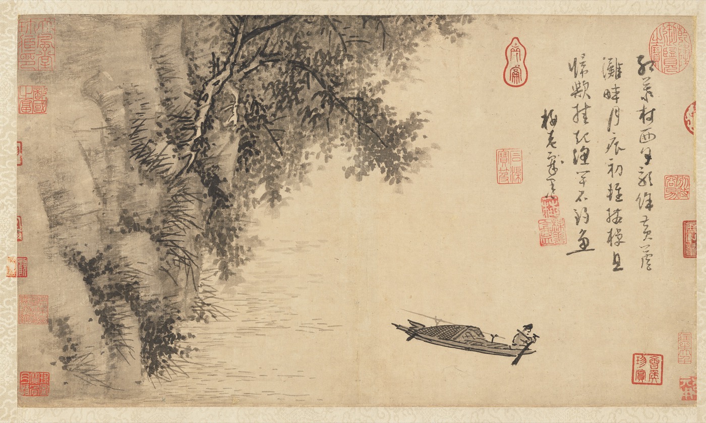 芦滩钓艇图